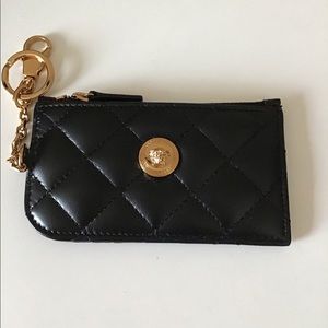 NIB Versace Quilted Medusa Zip Card Holder